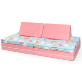 Jaxx Playscape - Imaginative Modular Furniture Playset/Sofa - Fun Kids Patterns, Rainbows / Pink