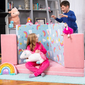 Jaxx Playscape - Imaginative Modular Furniture Playset/Sofa - Fun Kids Patterns, Rainbows / Pink