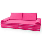 Playscape Deluxe Plush Velvet Kids 6 Piece Modular Couch / Playset, Pink