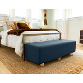 Jaxx Caya 4-in-1 Large Bed Bench, Giant Ottoman, Dining Bench, and Yoga and Massage Platform, Queen, Boucle Navy