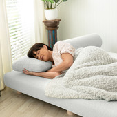 Jaxx Avida Daybed  Fold Out Queen Sleeper  Premium Boucle: Sleek and Modern Lounge for Relaxing and Overnight Guests - White
