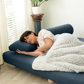 Jaxx Avida Daybed  Fold Out Queen Sleeper  Premium Boucle: Sleek and Modern Lounge for Relaxing and Overnight Guests - Navy