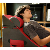 Jaxx Flexx V-Tex Convertible 3 in 1 Gamer Chair, Table, & Ottoman w/ Adjustable Headrest & Pocket - Vinyl Red