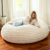 Jaxx 6 Foot Cocoon - Large Bean Bag Chair for Adults, Mondo Fur - Ivory