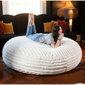 Jaxx 6 Foot Cocoon - Large Bean Bag Chair for Adults, Mondo Fur - Ivory