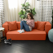 Zenzi Loveseat Twin - Convertible Couch / Twin Sleeper, Bru Smart  - Canyon Orange