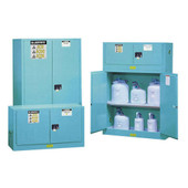 Justrite Blue Steel Safety Cabinets for Corrosives, 2 door, manual, 45-Gallon Capacity Justrite Mfg. Shiffler Furniture and Equipment for Schools