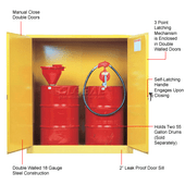 Yellow Vertical drum Safety Cabinet, 110 Gallon Capacity