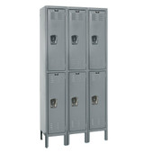 12x12x36 Double Tier 3-Wide Premium Stock Wardrobe Locker Assembled Hallowell Shiffler Furniture and Equipment for Schools