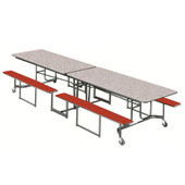 Mitchell Fold-N-Roll Cafeteria Table with Benches, Black Edging and PC Frame - 12'L Mitchell Furniture Shiffler Furniture and Equipment for Schools
