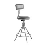 National Public Seating Heavy Duty Padded Swivel Stool, Grey - 24-28"H with Backrest National Public Seating Shiffler Furniture and Equipment for Schools