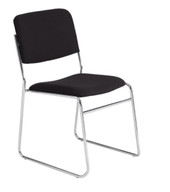 National Public Seating 8600 Series Sled Base Stack Chair w/Fabric Upholstered Seat & Back, chrome frame, carton of 4