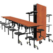 12 Stool Rectangle Table 30"W x 10'L, 27 or 29 inch high, chrome frame, black standard edge Palmer Hamilton, LLC Shiffler Furniture and Equipment for Schools