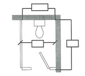 Powder Coated Steel/Baked enamel in-corner 1 stall, floor mounted overhead braced, wrap around hinges and stirrup brackets (standard stall size of 36Wx60D) Accurate Partitions Shiffler Furniture and Equipment for Schools