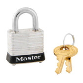 MasterLock 1-1/8in (29mm) Wide Laminated Steel Pin Tumbler Padlock, Keyed Alike, Black