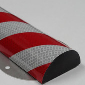 Type C+ Round Surface Protector With Steel Support - Self Adhesive 39 3/8" x 2 3/4" x 1 7/8" - Reflective Silver / Contrasting Red. american permalight Shiffler Furniture and Equipment for Schools