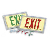 Rigid Plastic Framed Exit Sign. Photoluminescent UL924-Listed For Flat Installation. 6" EXIT Letters In Green With Two Self-Adhesive Chevron Directional Indicator Stickers. 9" x 14 5/8" american permalight Shiffler Furniture and Equipment for Schools