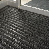 Linear Tile 11.84" x 11.84" x 1/2" With Hi-Traffic Carpet Inserts. Color: Charcoal R.C. Musson Rubber Co. Shiffler Furniture and Equipment for Schools