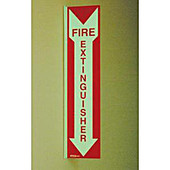 24"H x 4"W Fire Extinguisher sign, arrow down, stand-out sign Accuform Signs Shiffler Furniture and Equipment for Schools