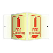 6" x 8-1/2" x 4" (6x5 panels) 3D Fire Extinguisher sign, glow in the dark Accuform Signs Shiffler Furniture and Equipment for Schools