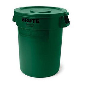 BRUTE 32-gal Trash Bin without Lid - Dark Green Newell Rubbermaid Shiffler Furniture and Equipment for Schools