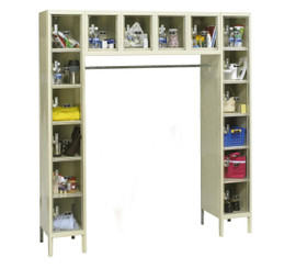 Hallowell DigiTech Safety-View Plus Locker Complete, 72"W x 18"D x 78"H, 729 Parchment - 16 Person, Assembled Hallowell Shiffler Furniture and Equipment for Schools