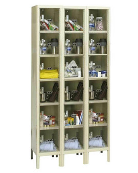 Hallowell DigiTech Safety-View Plus Locker Complete, 36"W x 12"D x 78"H, 729 Parchment - Six Tier, 3 Wide, Assembled Hallowell Shiffler Furniture and Equipment for Schools