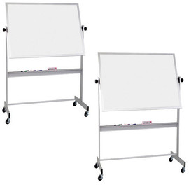 Portable Adjustable Reversible Easel with Two-Sided 28 x 40 Magnetic  White Enamel Coated Steel Whiteboard surface with Flipchart Holder