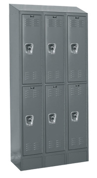 Hallowell ReadyBuilt II Locker Complete, 36"W x 15"D x 83"H - Double Tier, 3 Wide, Assembled Hallowell Shiffler Furniture and Equipment for Schools