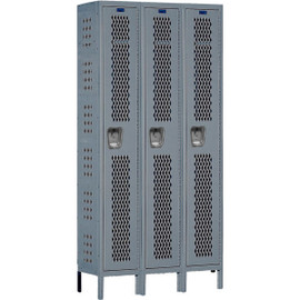 Hallowell Heavy-Duty Ventilated (HDV) Locker Complete, 54"W x 18"D x 78"H - Single Tier, 3 Wide, Assembled Hallowell Shiffler Furniture and Equipment for Schools