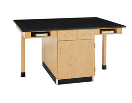 Diversified Woodcrafts 4 Student Oak Cupboard Table, Book Compartment Apron, Door/Drawer Cabinet, Chemarmor Laminate Top, 66"w x 42"d x 30"h Diversified Woodcrafts Shiffler Furniture and Equipment for Schools