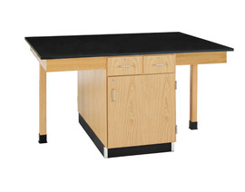 Diversified Woodcrafts 4 Student Oak Cupboard Table, Book Compartment Apron, Door/Drawer Cabinet, Phenolic Resin Top, 66"w x 42"d x 30"h Diversified Woodcrafts Shiffler Furniture and Equipment for Schools