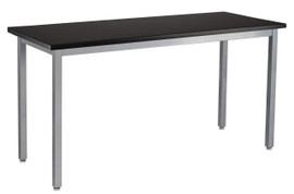 NPS Steel Fixed Height Science Lab Table, 24 X 60 X 30, Chemical Resistant Top, Grey Frame National Public Seating Shiffler Furniture and Equipment for Schools