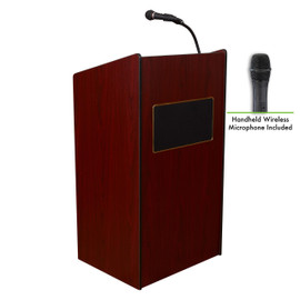 Oklahoma Sound Aristocrat Sound Lectern with Wireless Handheld Mic, Mahogany Oklahoma Sound Shiffler Furniture and Equipment for Schools