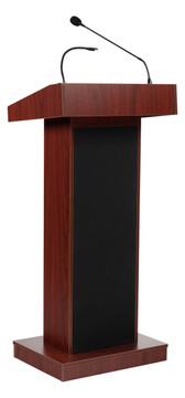 Oklahoma Sound Orator Lectern with Wireless Tie Clip/ Lavalier Mic, Mahogany Oklahoma Sound Shiffler Furniture and Equipment for Schools