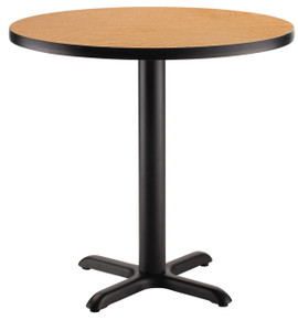 NPS Cafe Table, 42" Round, "X" Base, 30" Height, Banister Oak National Public Seating Shiffler Furniture and Equipment for Schools