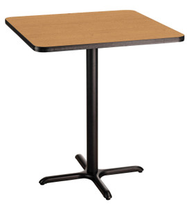NPS Cafe Table, 24" Square, "X" Base, 42" Height, Banister Oak National Public Seating Shiffler Furniture and Equipment for Schools