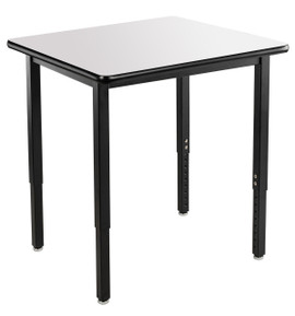 NPS Heavy Duty Height Adjustable Steel Table, Black Frame, 24 x 30, Whiteboard Top National Public Seating Shiffler Furniture and Equipment for Schools