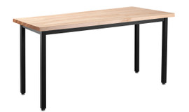 NPS Heavy Duty Steel Table, Black Frame, 24 x 54 x 30, Butcherblock Top National Public Seating Shiffler Furniture and Equipment for Schools