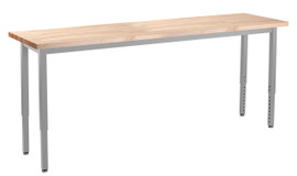 NPS Heavy Duty Height Adjustable Steel Table, Gray Frame, 18 x 84, Butcherblock Top National Public Seating Shiffler Furniture and Equipment for Schools