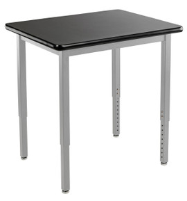 NPS Heavy Duty Height Adjustable Steel Table, Gray Frame, 24 x 30, HPL Top National Public Seating Shiffler Furniture and Equipment for Schools