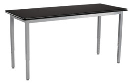 NPS Heavy Duty Height Adjustable Steel Table, Gray Frame, 24 X 48, HPL Top National Public Seating Shiffler Furniture and Equipment for Schools