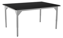 NPS Heavy Duty Height Adjustable Steel Table, Gray Frame, 42 x 60, HPL Top National Public Seating Shiffler Furniture and Equipment for Schools