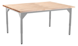 NPS Heavy Duty Height Adjustable Steel Table, Gray Frame, 48 x 48, Butcherblock Top National Public Seating Shiffler Furniture and Equipment for Schools