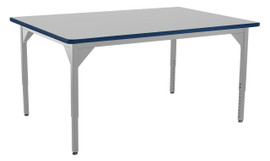 NPS Heavy Duty Height Adjustable Steel Table, Gray Frame, 48 x 48, Supreme HPL Top National Public Seating Shiffler Furniture and Equipment for Schools