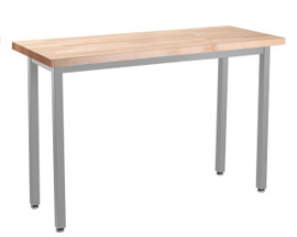 NPS Heavy Duty Steel Table, Gray Frame, 18 x 48 x 30, Butcherblock Top National Public Seating Shiffler Furniture and Equipment for Schools