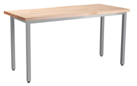 NPS Heavy Duty Steel Table, Gray Frame, 24 x 42 x 30, Butcherblock Top National Public Seating Shiffler Furniture and Equipment for Schools
