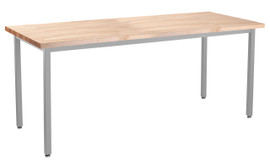 NPS Heavy Duty Steel Table, Gray Frame, 30 x 72 x 30, Butcherblock Top National Public Seating Shiffler Furniture and Equipment for Schools