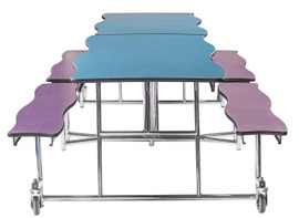 NPS Mobile Cafeteria Table w/ Benches, 10' Swerve, MDF Core National Public Seating Shiffler Furniture and Equipment for Schools