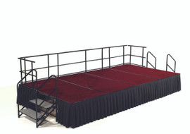 NPS 8' x 12' Stage Package, 24" Height, Red Carpet, Box Pleat Black Skirting National Public Seating Shiffler Furniture and Equipment for Schools